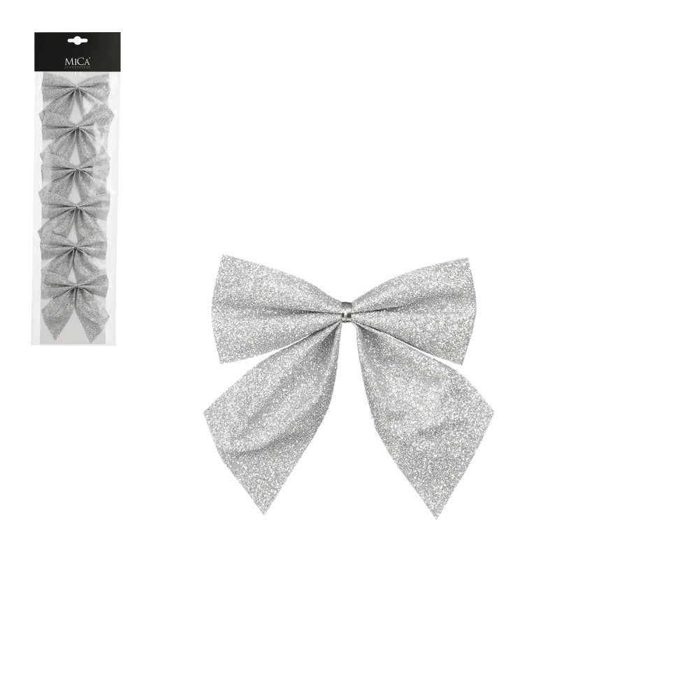 Kerststrik | plastic | zilver | set van 6 | 12cm