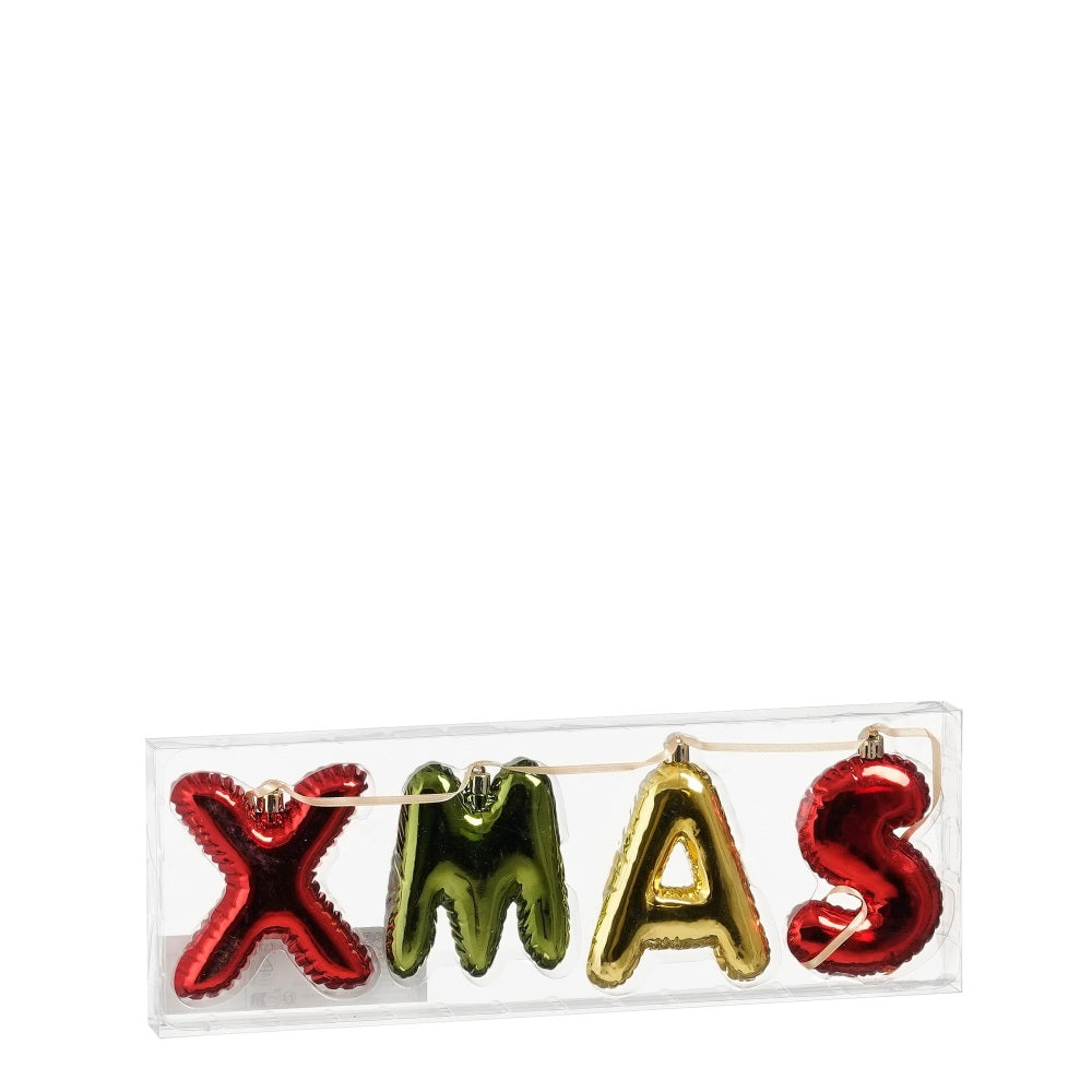 Kerstslinger | 4-delig | onbreekbaar | goud/rood/donkergroen | 10cm