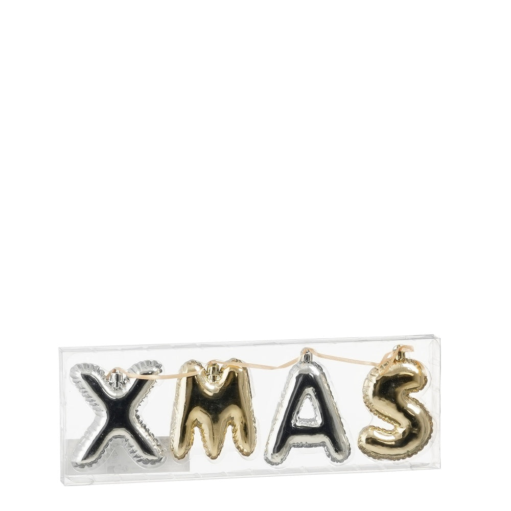Kerstslinger | 4-delig | onbreekbaar | goud/zilver | 10cm