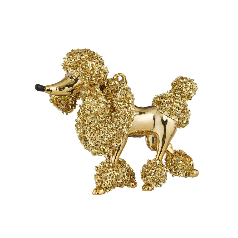 Kersthanger poedel | onbreekbaar | goud | 13,5cm