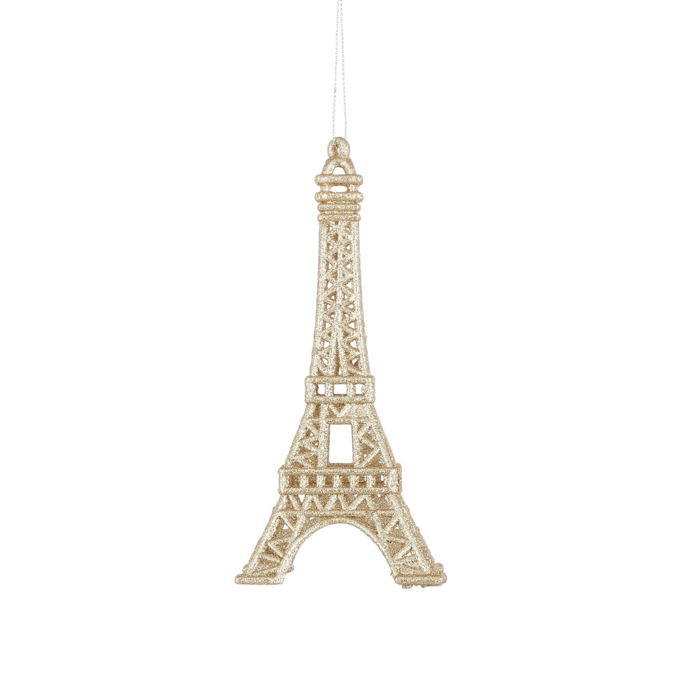 Kersthanger Eiffeltoren | onbreekbaar | champagne | 16,5cm