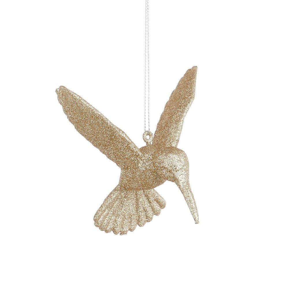 Kersthanger kolibrie | onbreekbaar | champagne | 9,5cm
