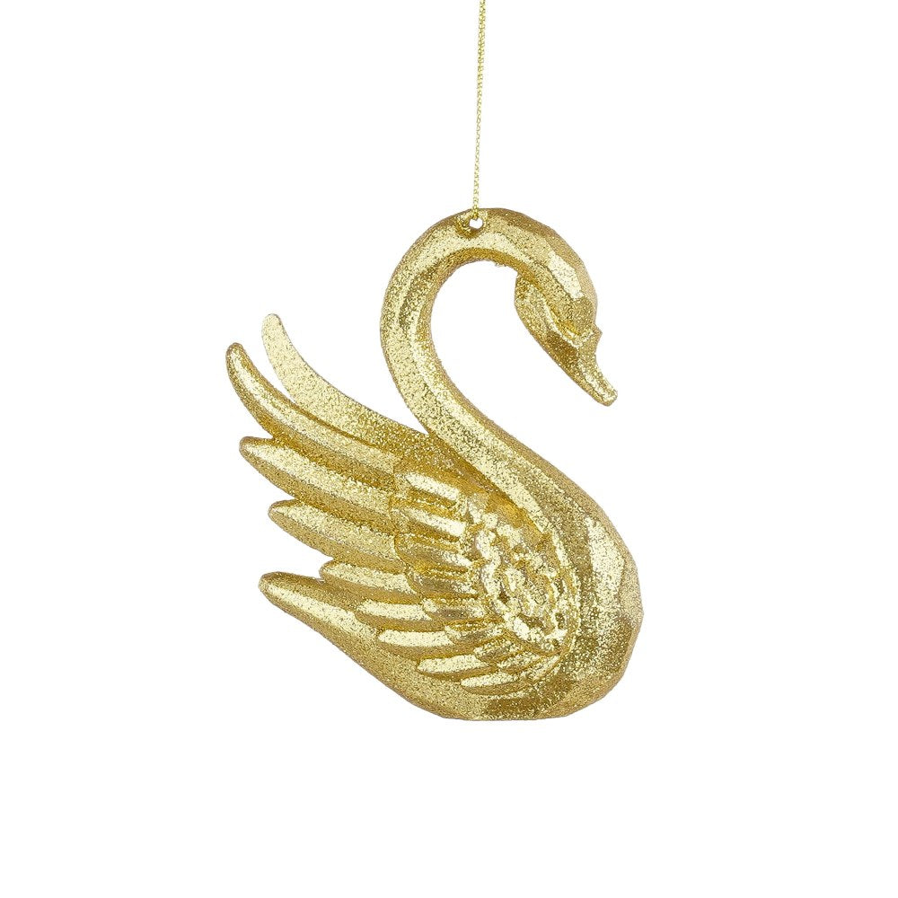 Kersthanger zwaan | onbreekbaar | goud | 9,5cm