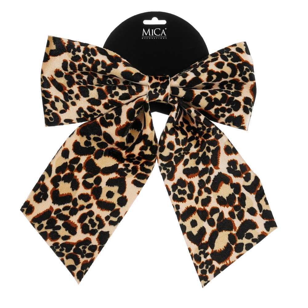 Kerststrik met dierenprint | polyester | bruin | 34cm