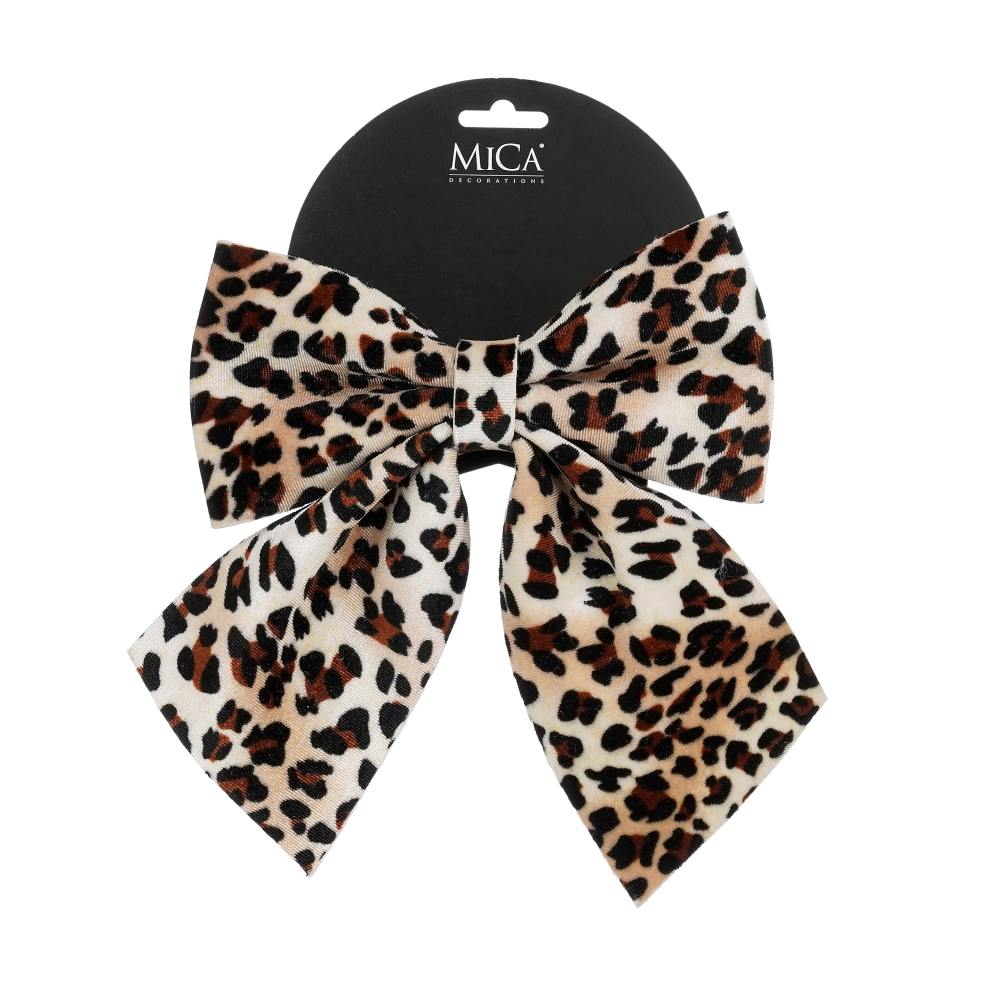 Kerststrik met dierenprint | polyester | wit | 23cm