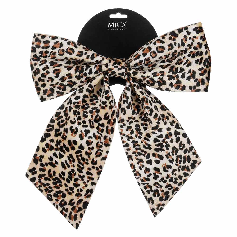Kerststrik met dierenprint | polyester | wit | 34cm