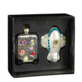 Kersthanger koffer en vliegtuig box | 2-delig | glas | zilver
