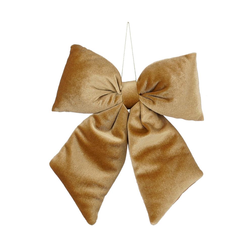 Kerststrik | polyester/fluweel | goud | 23cm
