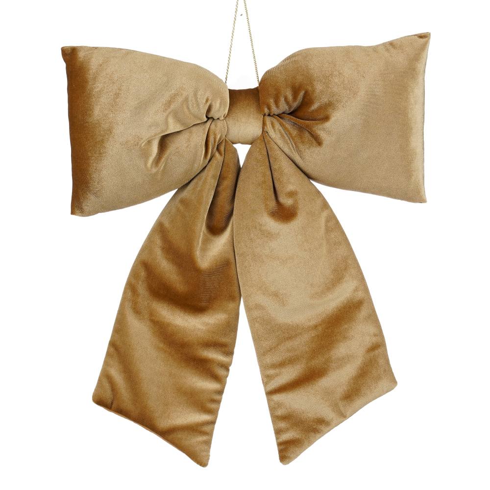 Kerststrik | polyester/fluweel | goud | 50cm