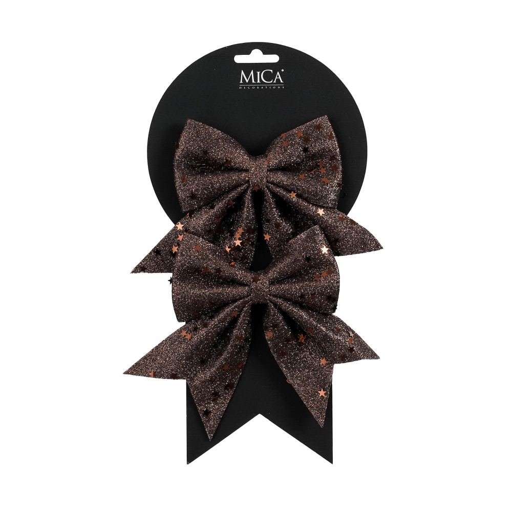 Kerststrik | plastic | donkerbruin | set van 2 | 13cm