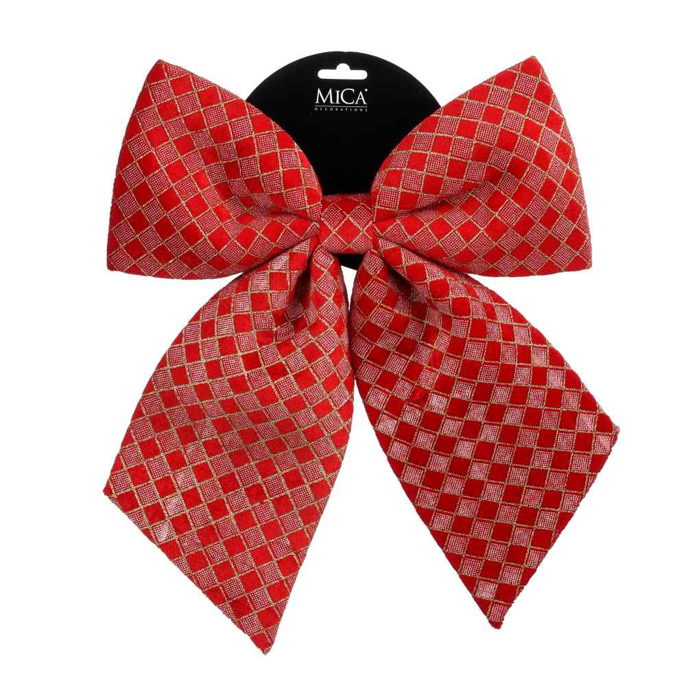 Kerststrik | polyester | rood/geruit | 34cm