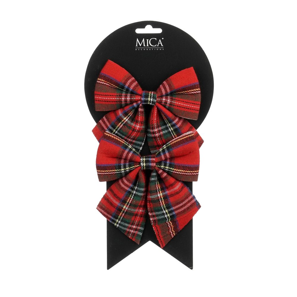 Kerststrik | polyester | rood/geruit | 13cm
