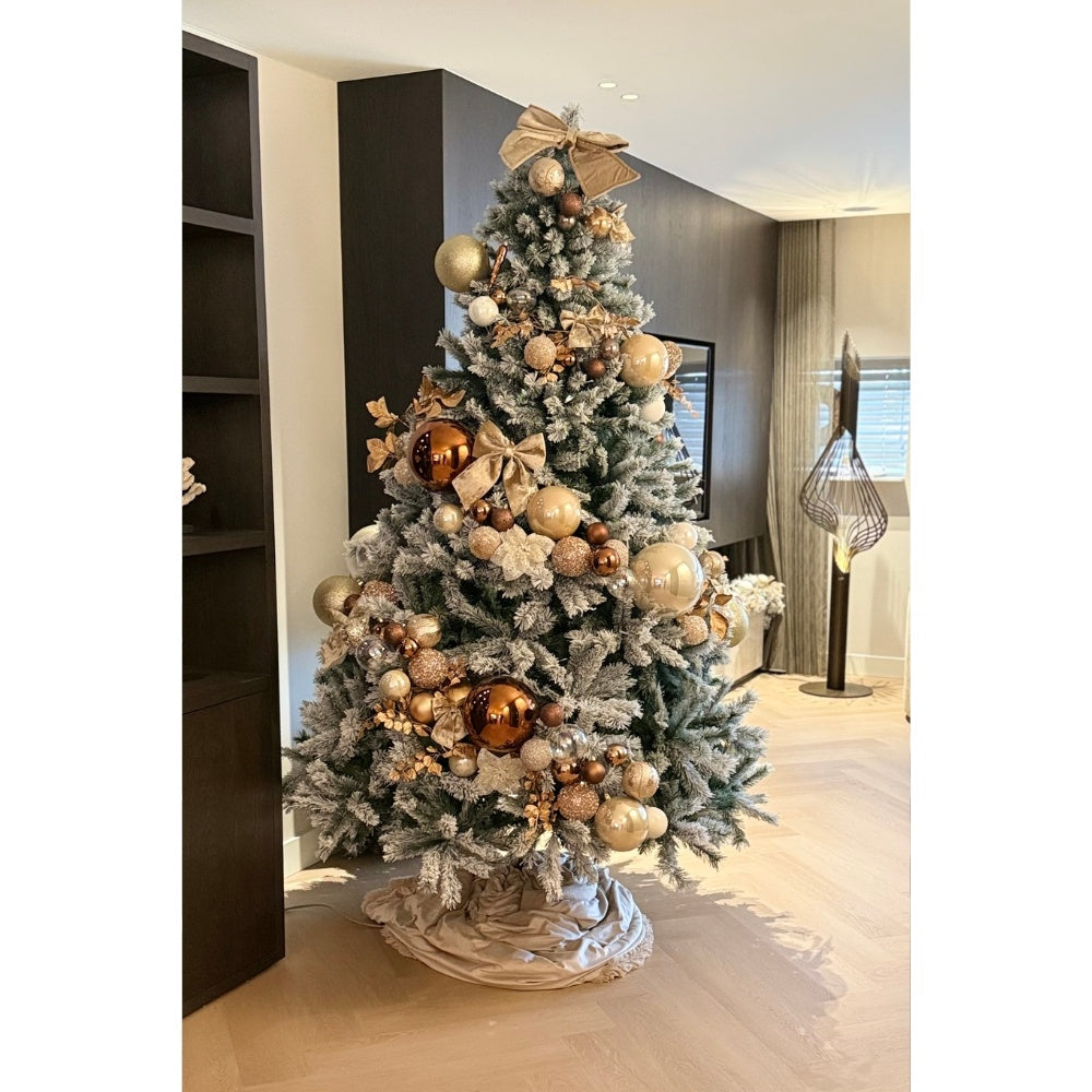 Kerstballen mixbox met piek 33-delig | espresso | kunststof/onbreekbaar | diverse maten