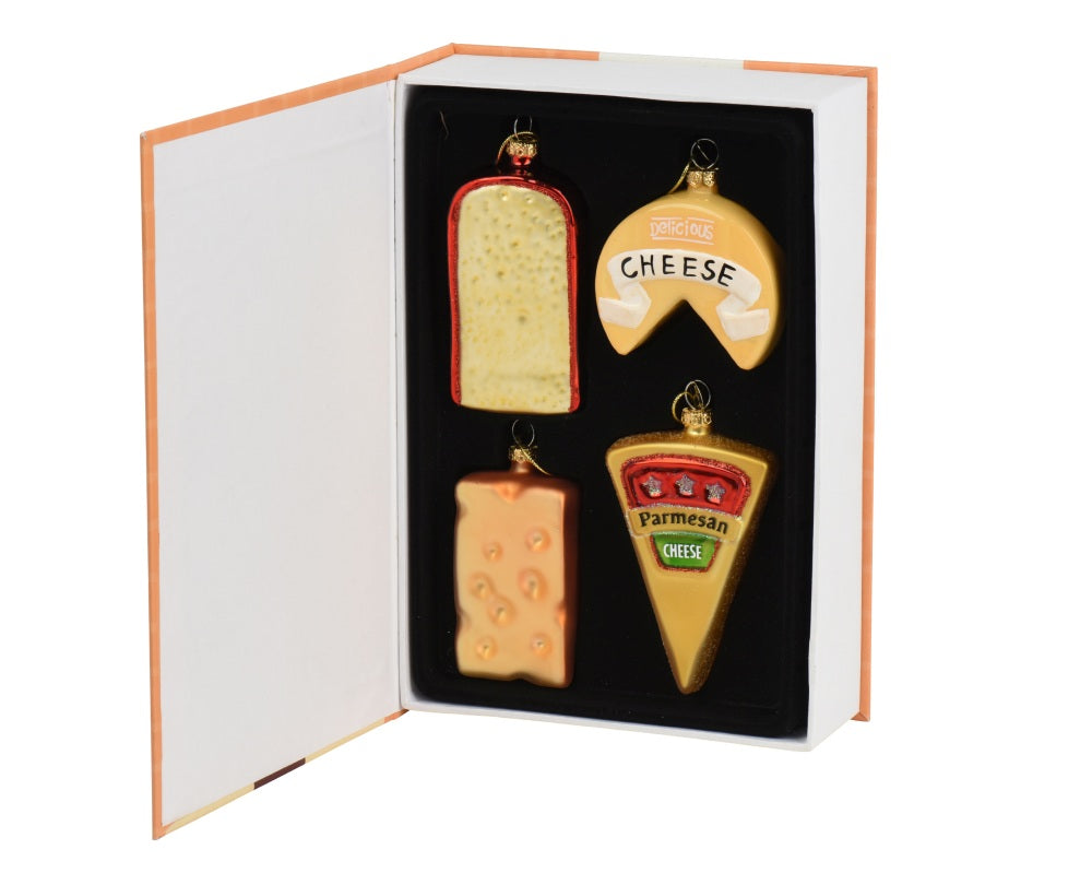 Kersthanger mixbox | 4-delig | glas met glitters | diverse kleuren | 9,9cm