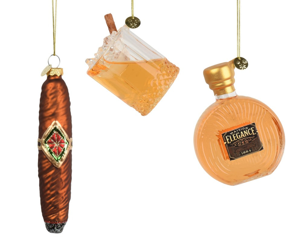 Kersthanger mixbox | 3-delig | glas met glitters | diverse kleuren | 9,6cm