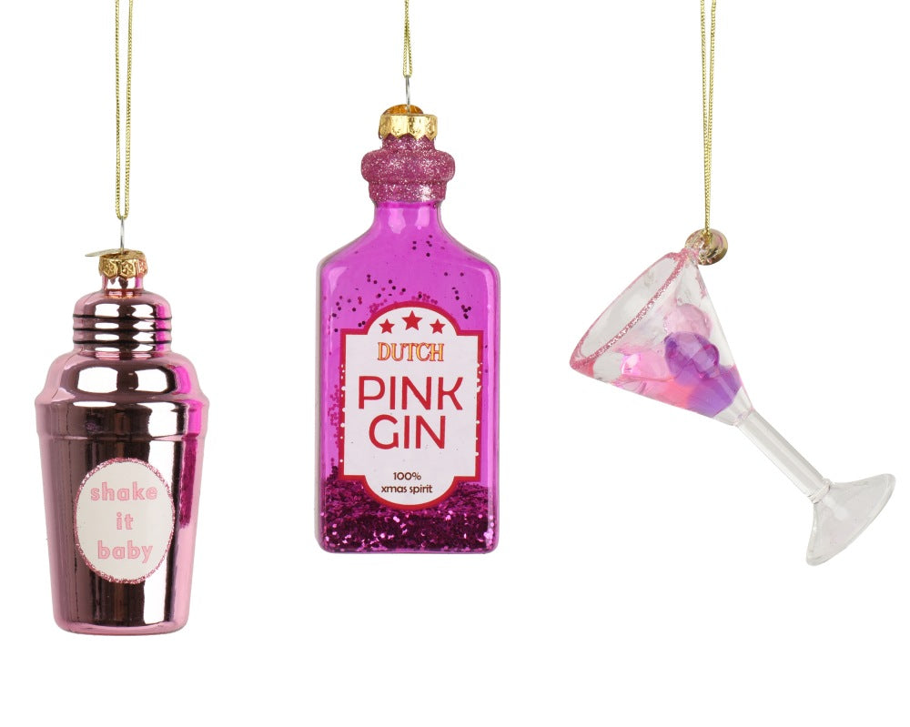 Kersthanger mixbox | 3-delig | glas met glitters | diverse kleuren | 10,5cm