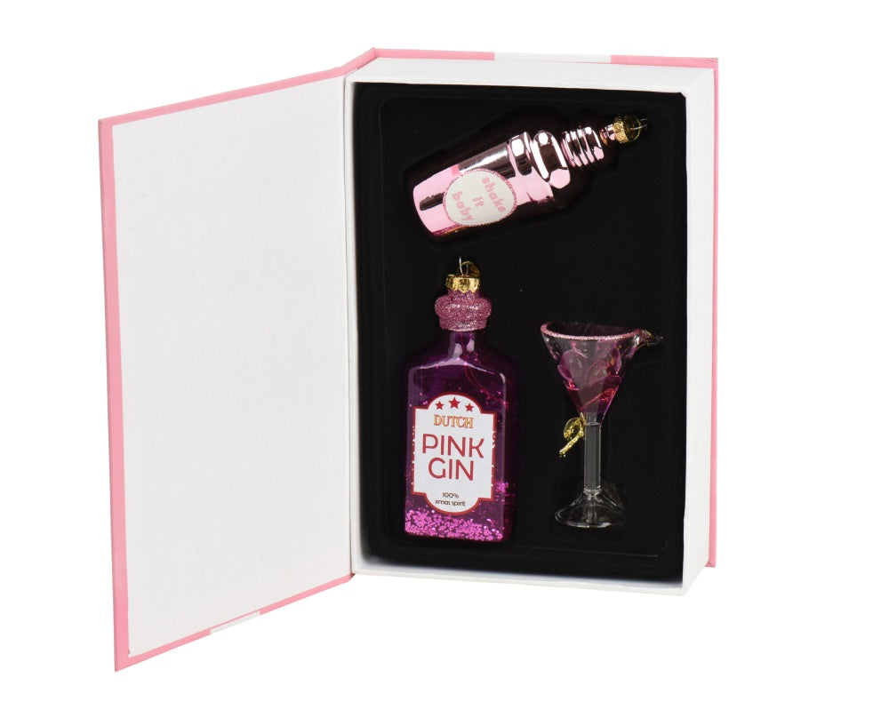 Kersthanger mixbox | 3-delig | glas met glitters | diverse kleuren | 10,5cm