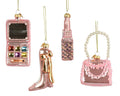 Kersthanger mixbox | 4-delig | glas met glitters | diverse kleuren | 10cm