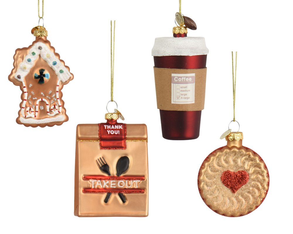 Kersthanger mixbox | 4-delig | glas met glitters | diverse kleuren | 7,9cm