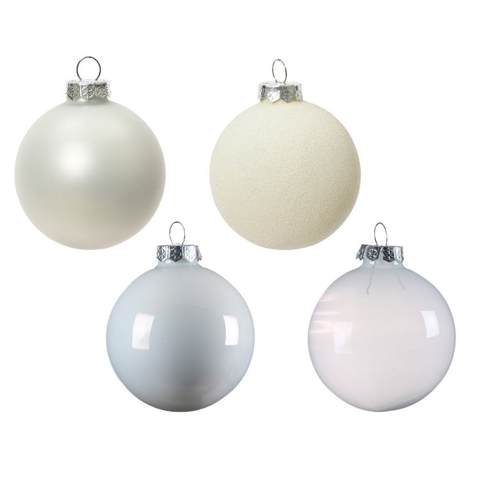 Kerstballen mixbox 42-delig | glanzend/matte/glitter | glas | wit | diverse maten