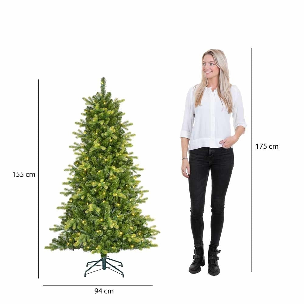 Forest Frosted kunstkerstboom 155xø86cm | groen met bevroren details & 120 LED lampjes
