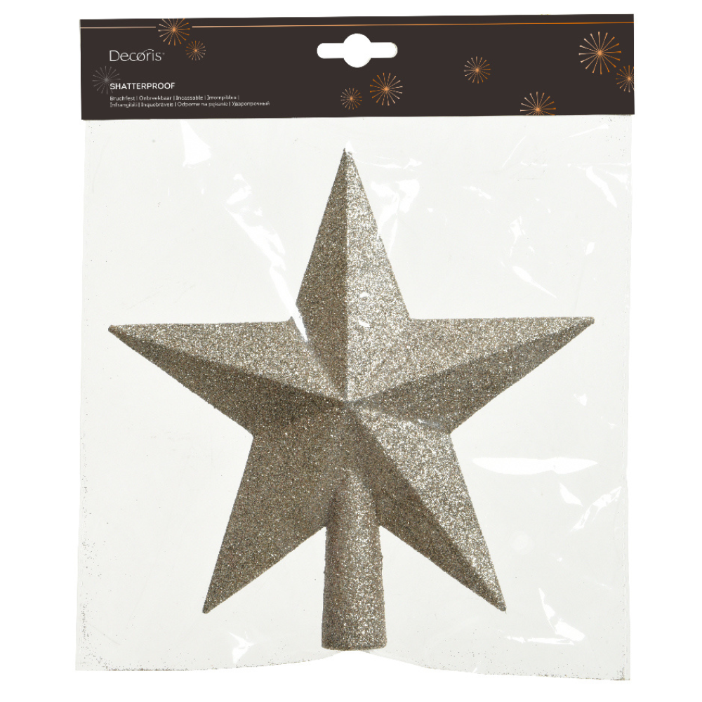 Ster kerstpiek | onbreekbaar | glitter parel | 19cm