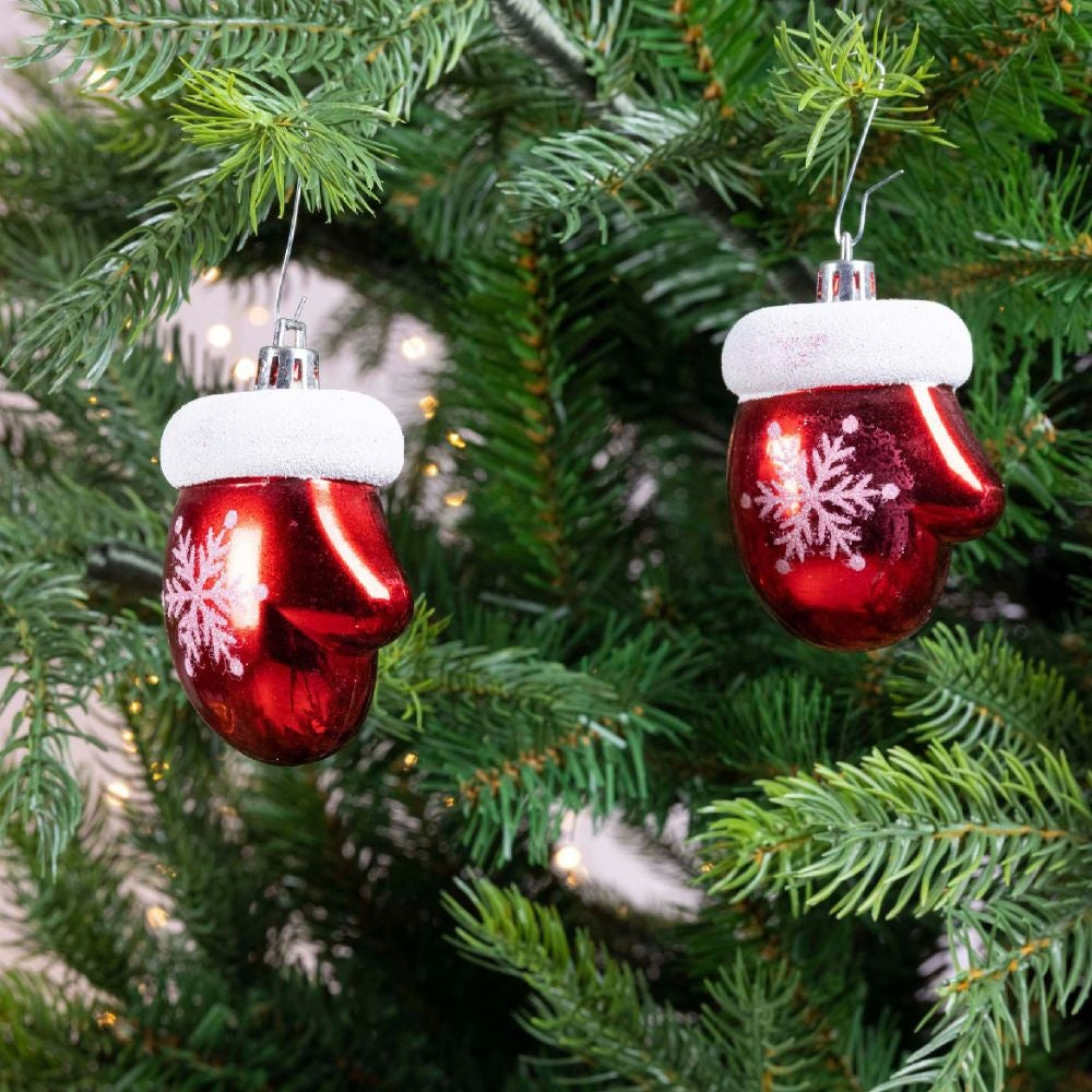 Kersthanger want met sneeuwvlok | onbreekbaar | rood/wit | set van 2 | 7cm