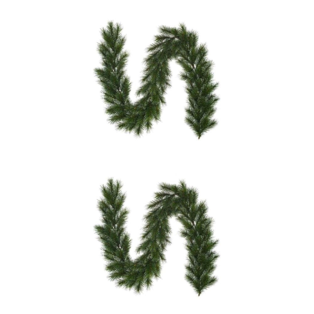 Glendon kerstguirlande set van 2 | groen met bevroren details | 180cm