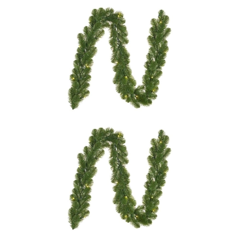 Norton kerstguirlande set van 2 | groen met LED lampjes | 270cm