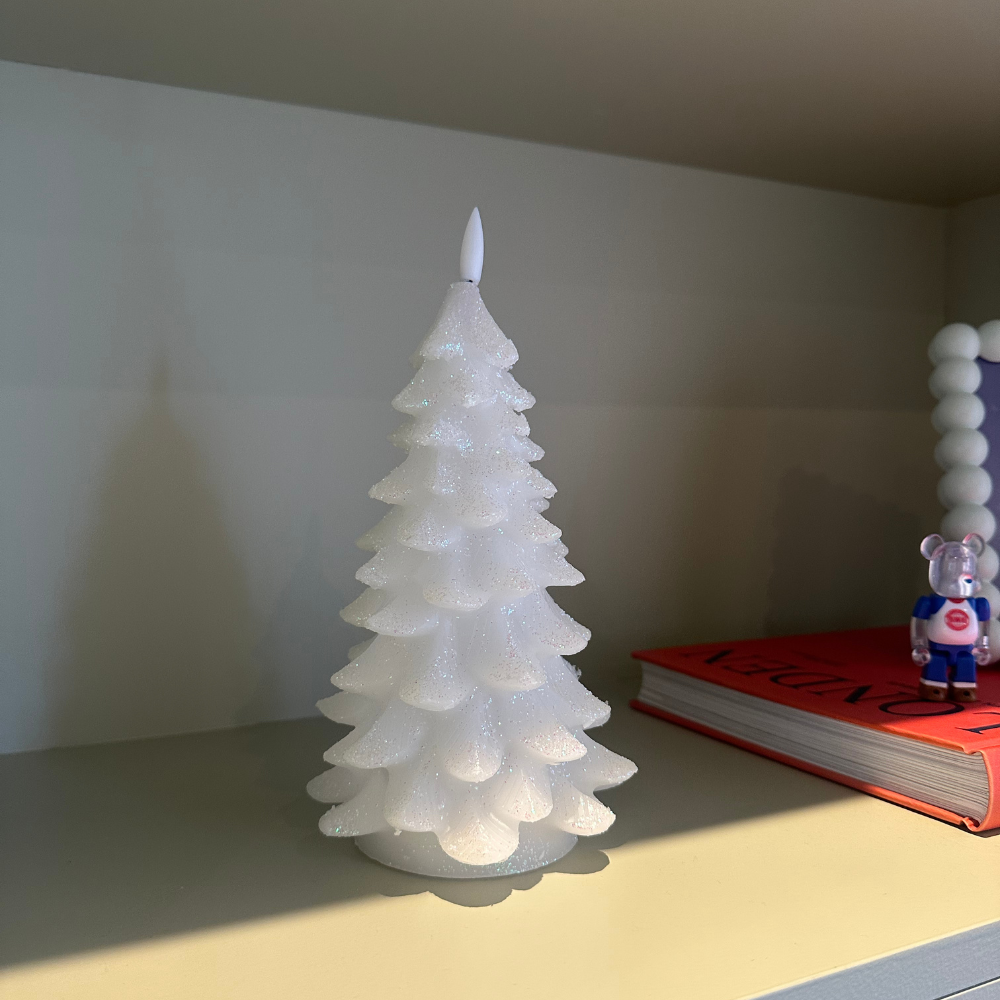 LED kerstboom kaars | zilver | 19cm