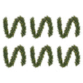 Glendon kerstguirlande set van 6 | groen met bevroren details & LED lampjes | 180cm