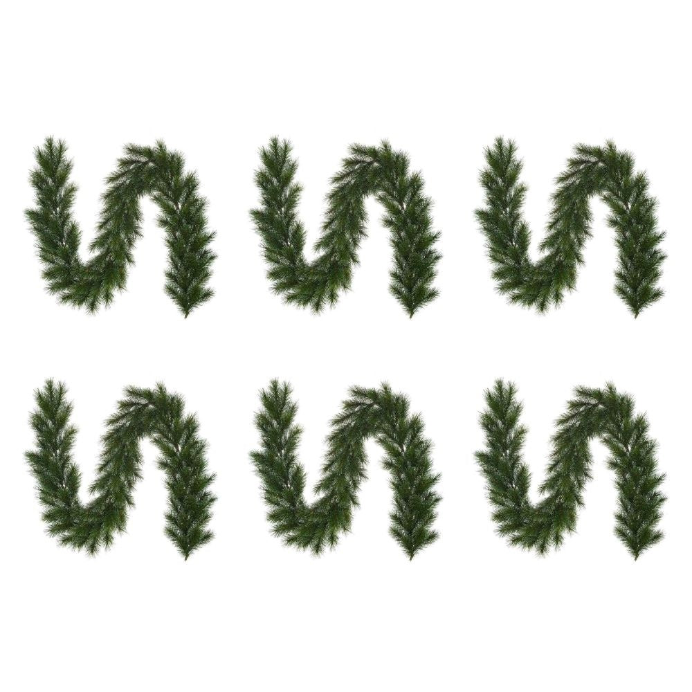 Glendon kerstguirlande set van 6 | groen met bevroren details | 180cm