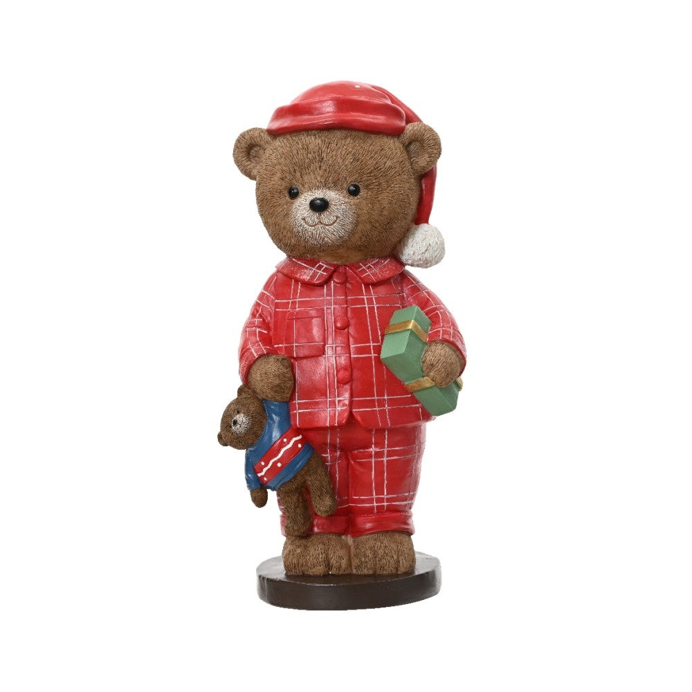 Beer in pyjama | polyresin | rood | 35cm