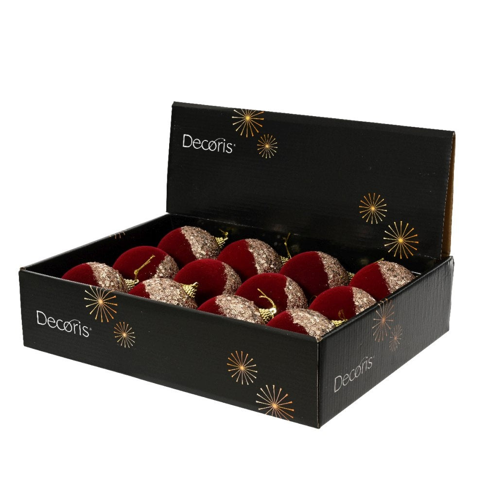 Kerstbal | foam | ossenbloed met glitters | 10cm