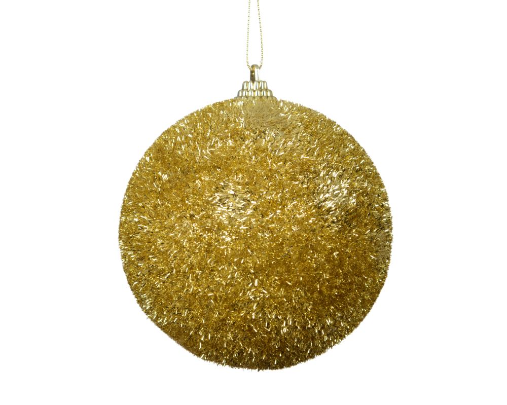 Kerstbal | foam | goud met lametta | 10cm