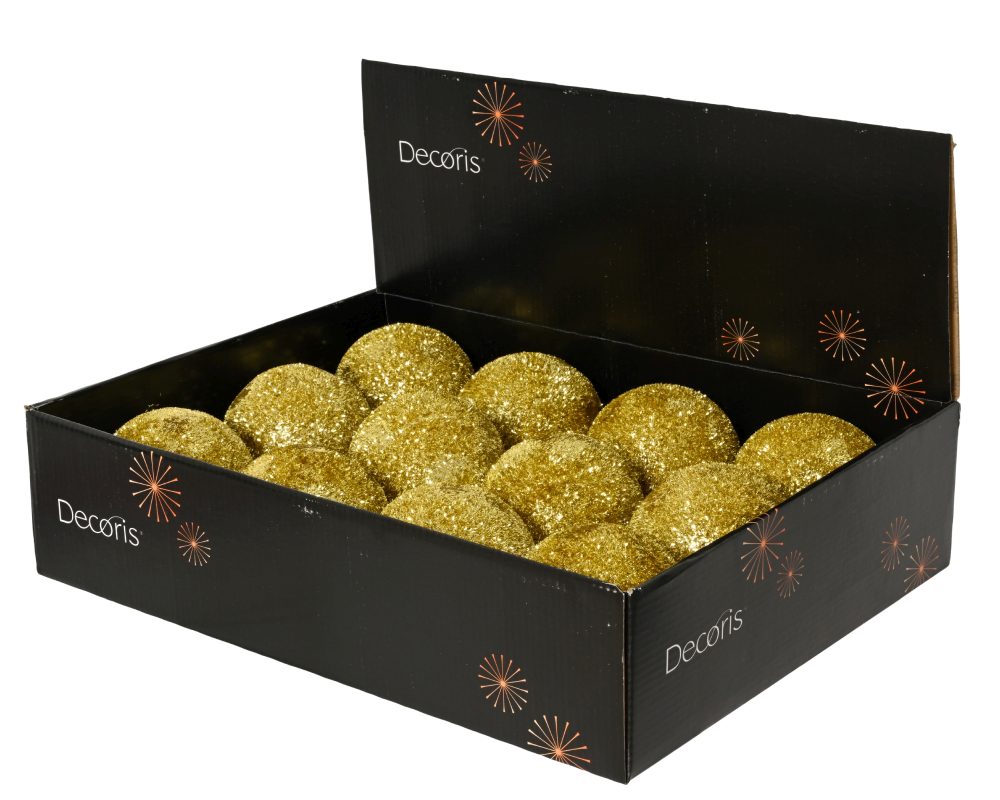 Kerstbal | foam | goud met lametta | 10cm