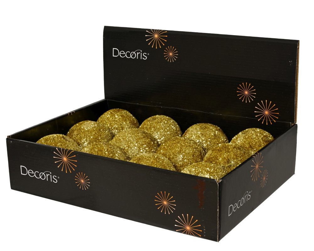Kerstbal | foam | goud met lametta | 8cm
