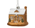Kersthanger huis | onbreekbaar | karamelbruin met glitters | 7,5cm