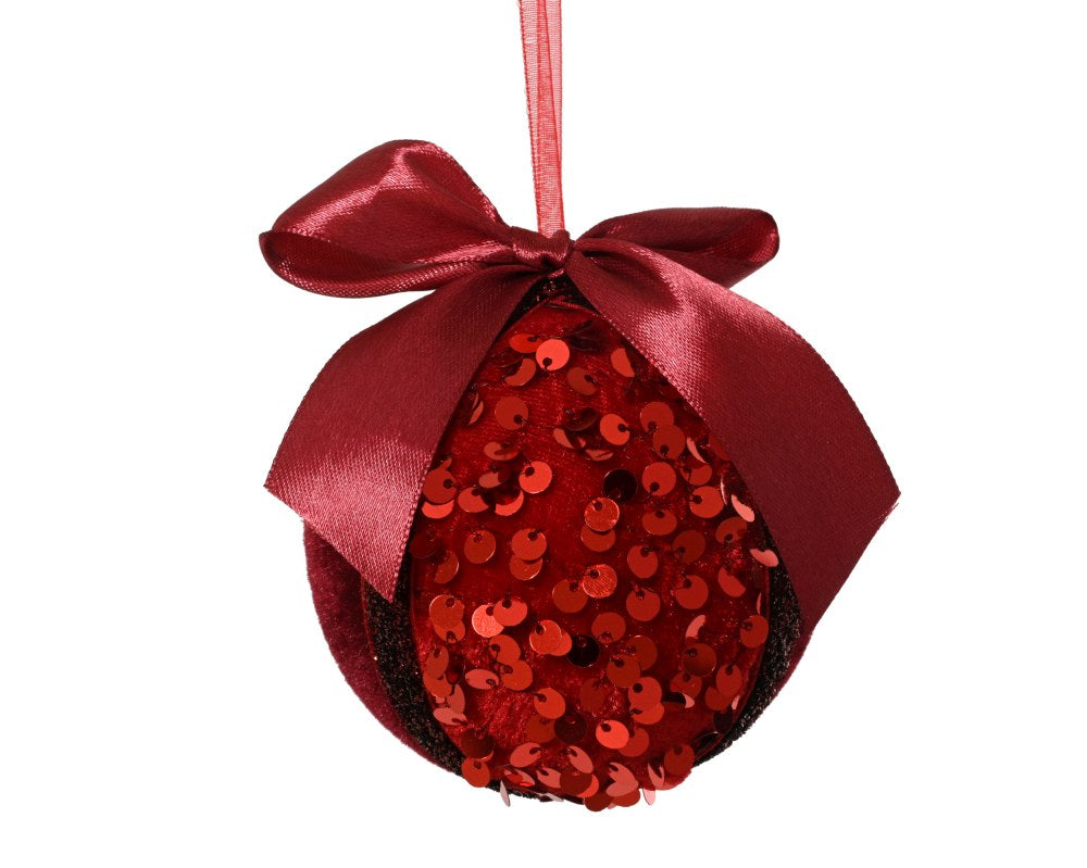 Kerstbal met strik | foam | rood | 8cm