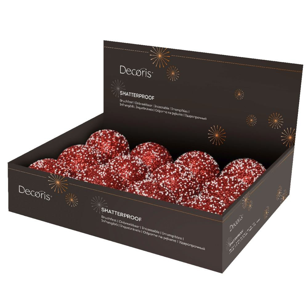 Kerstbal | foam | rood met witte spikkels | 8cm