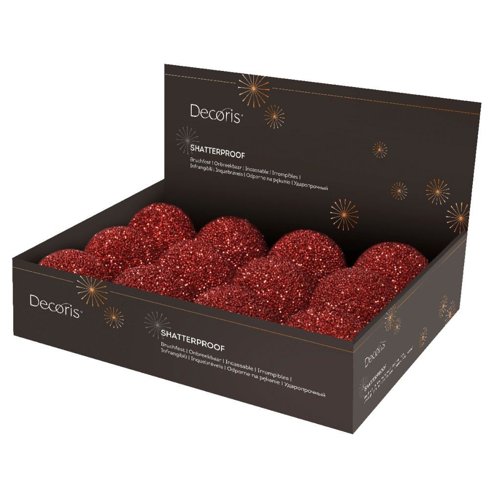 Kerstbal | foam | rood met glitters | 8cm