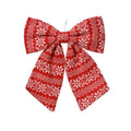 Kerststrik | polyester | rood met sneeuwvlokken | 22cm