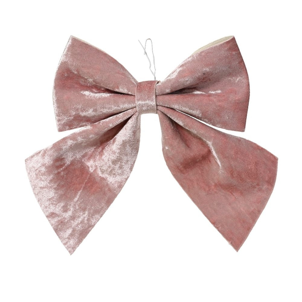 Kerststrik | polyester | poederroze | 34cm