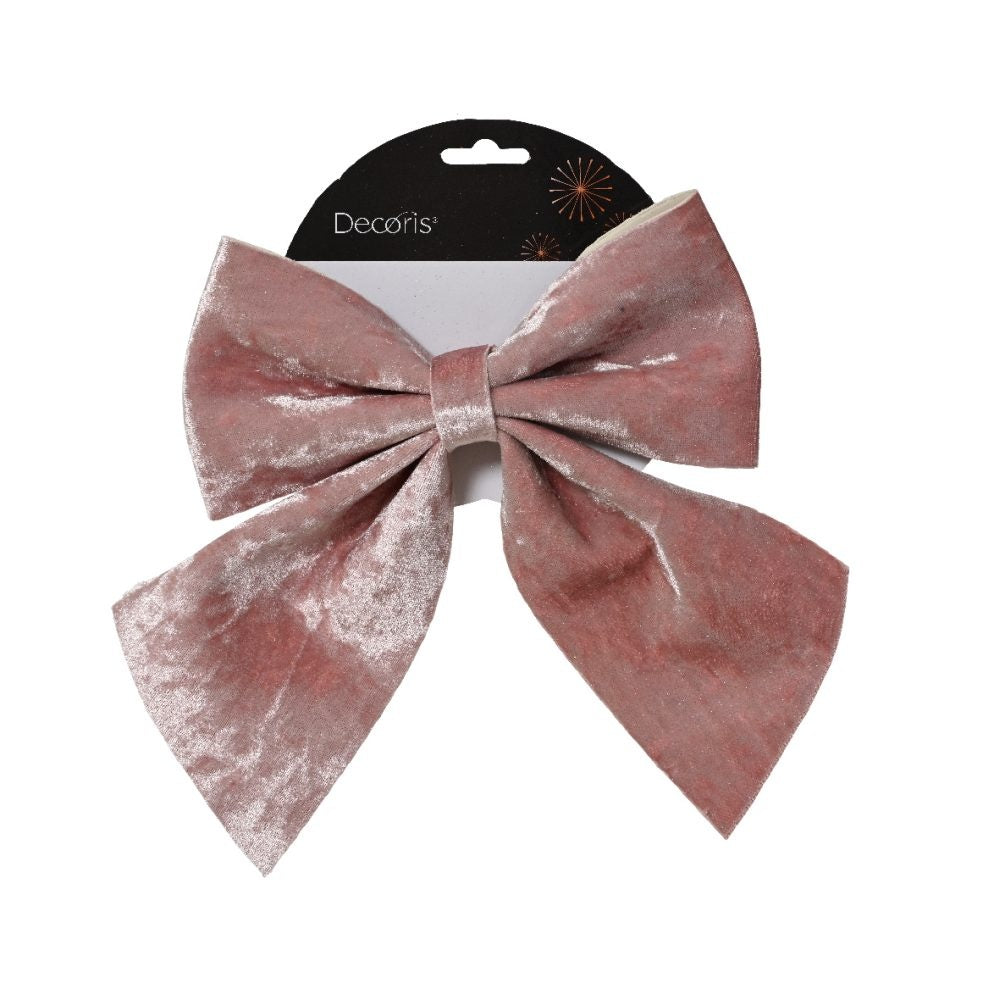 Kerststrik | polyester | poederroze | 24cm