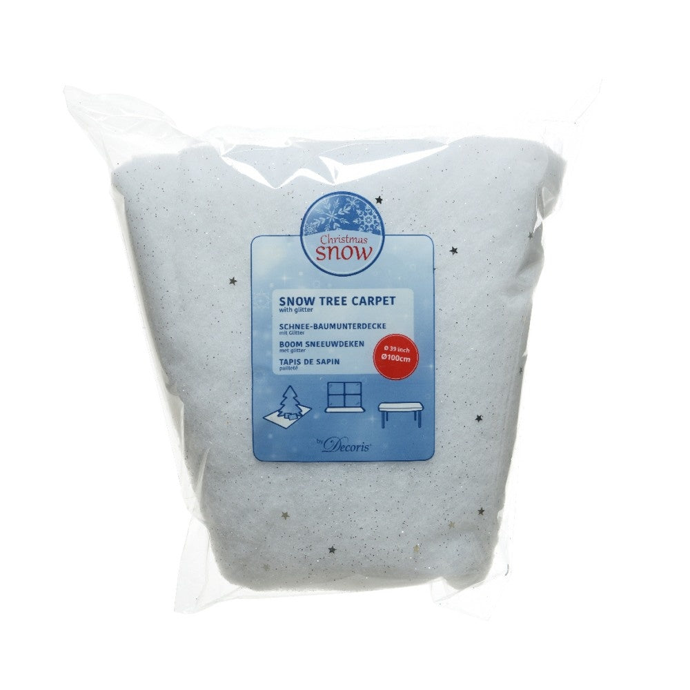 Kerstboomrok sneeuw | polyester | met glitters | 100cm