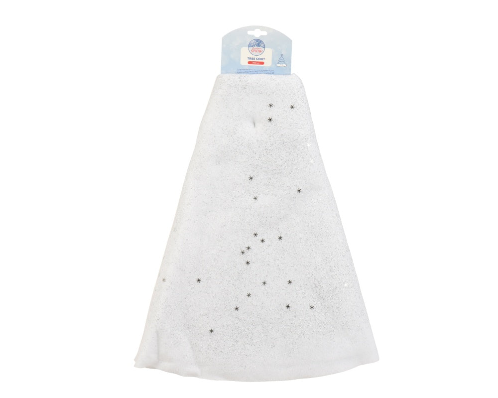 Kerstboomrok | polyester | wit/zilver met glitters | 150cm