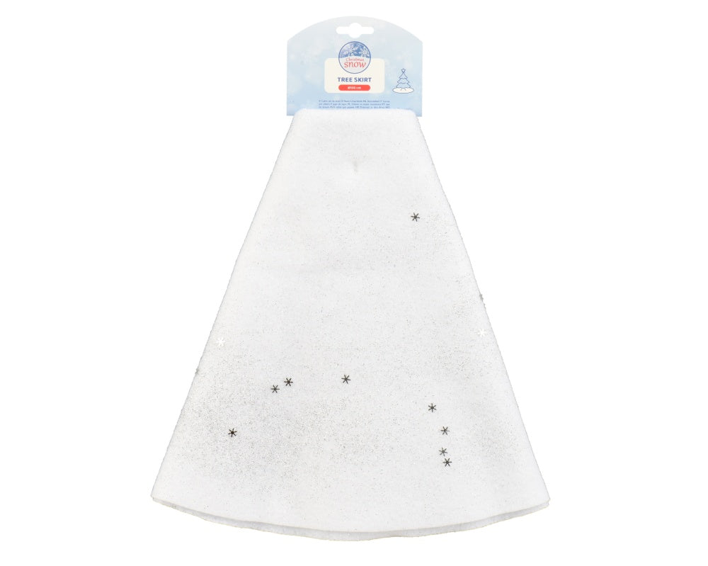 Kerstboomrok | polyester | wit/zilver met glitters | 100cm