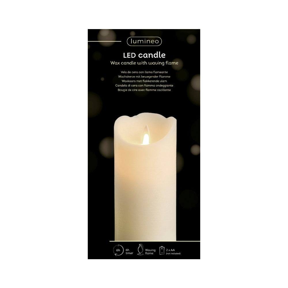 LED kaars | wax | creme/warm wit met bewegend lampje | ø7,5x15cm