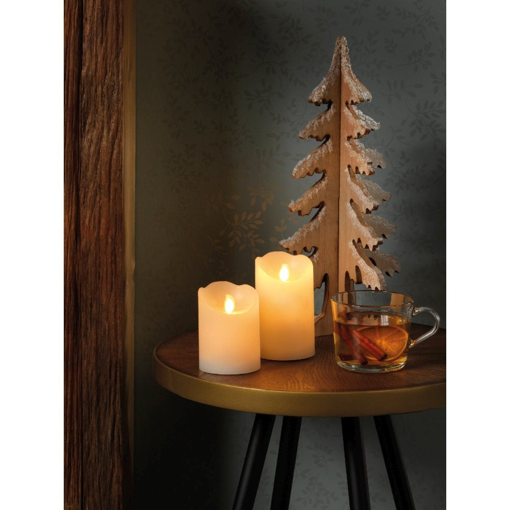 LED kaars | wax | creme/warm wit met bewegend lampje | ø7,5x12,5cm
