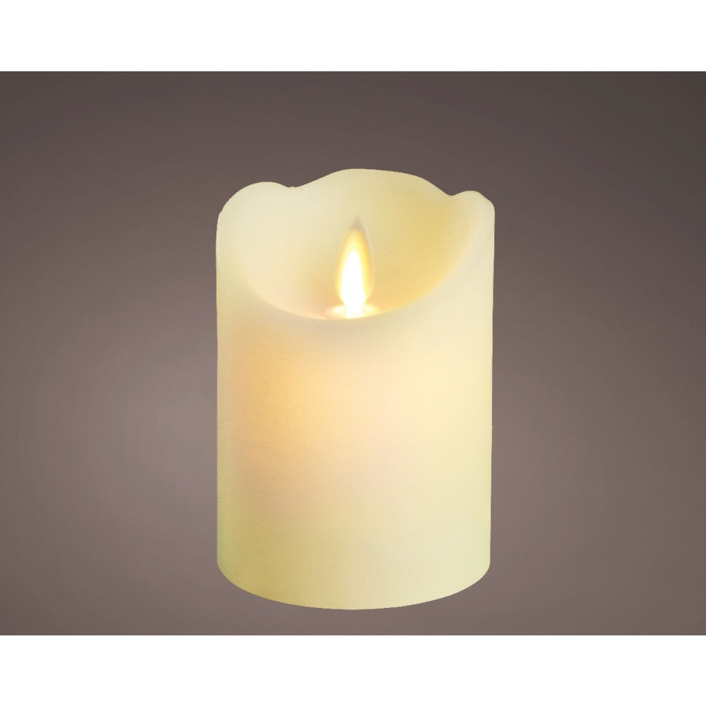 LED kaars | wax | creme/warm wit met bewegend lampje | ø7,5x10cm